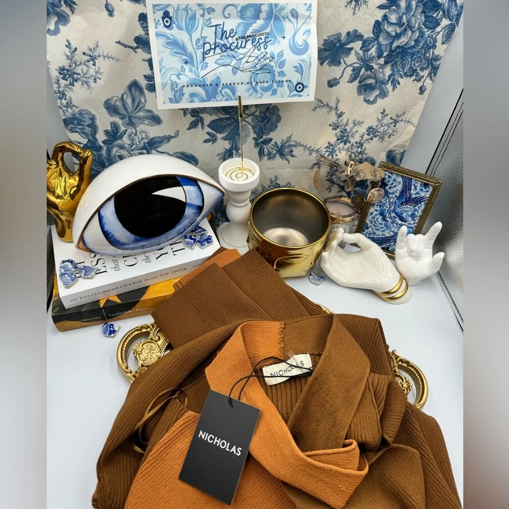 🆕 NICHOLAS 🧿 NWT Daija Twisted Two-Tone Ribbed Knit Midi Dress - Picture 14 of 16